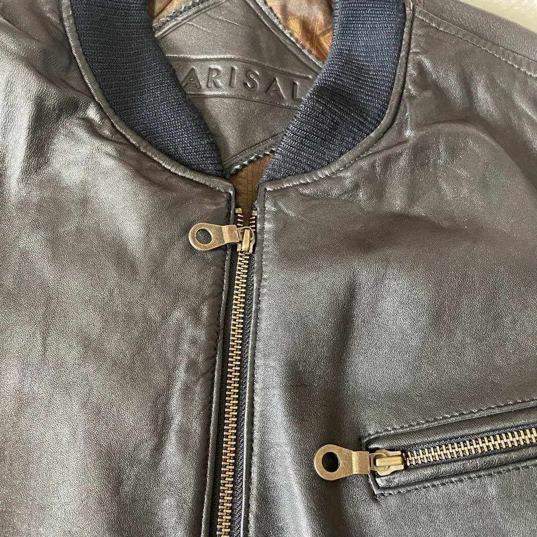 【3L相当】BARISAL 羊革　裏地総柄　 A-2 フライトジャケット