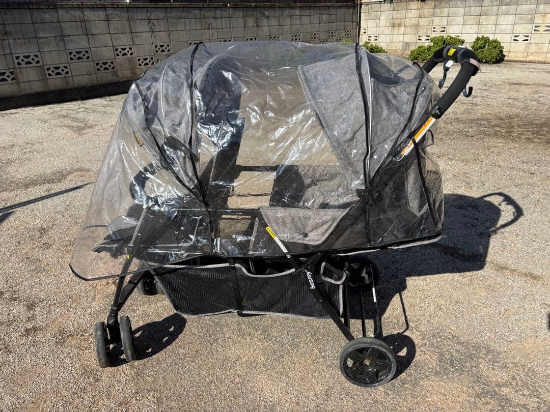 【期間限定価格】besrey 2人乗りベビーカー　グレー