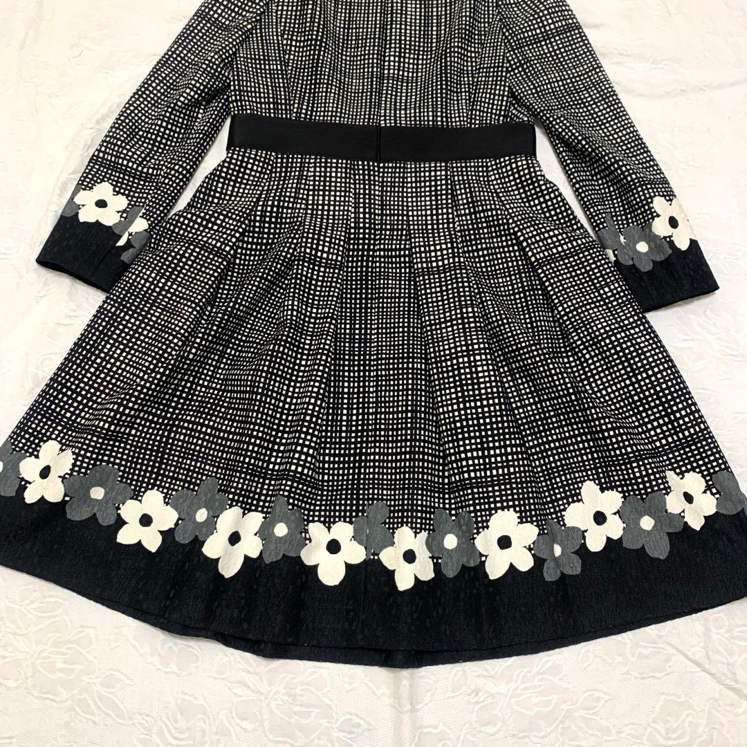 M'S GRACY ワンピース 40 花柄 ブラックフラワーモチーフ タック入り