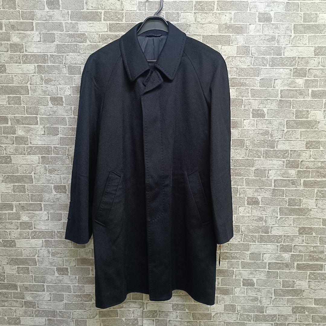 新品タグ付【Pure Cashmere】ネイビー100%カシミヤコートL寸j48