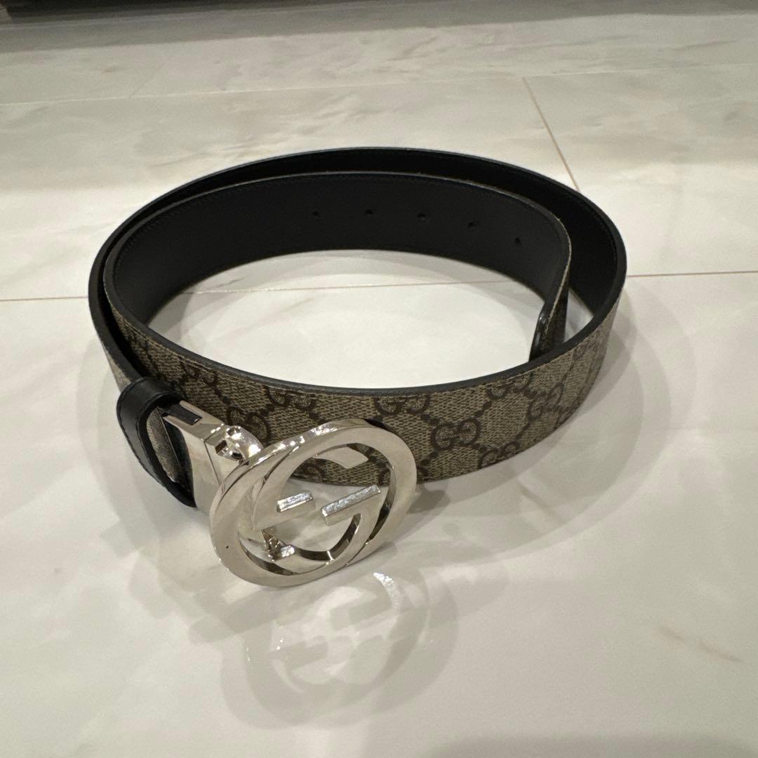 GUCCI グッチ GGロゴ ベルト ベージュ/ブラック リバーシブルベルト