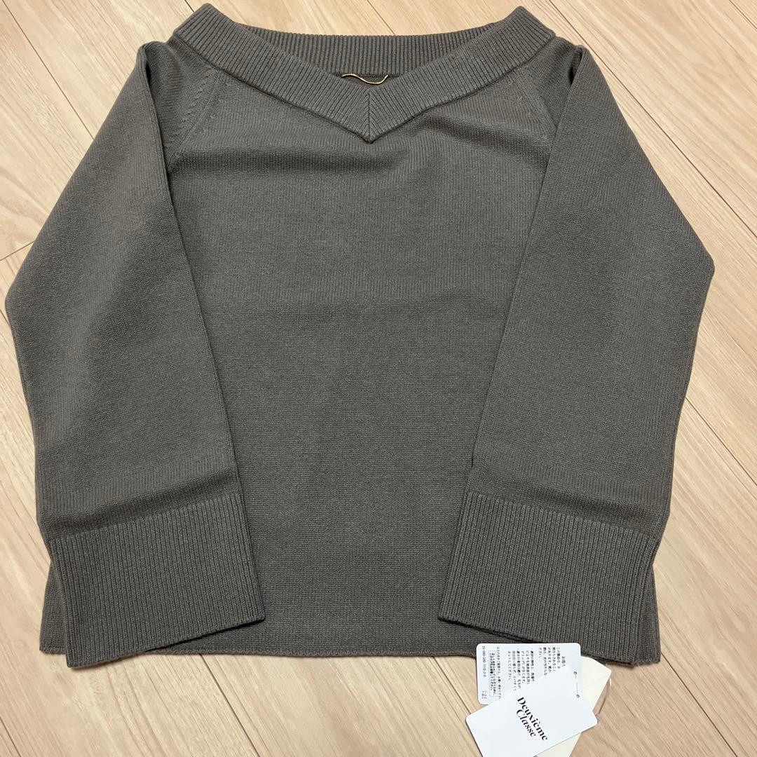 Deuxieme Classe ミドルゲージVネックニット　ブラウンD