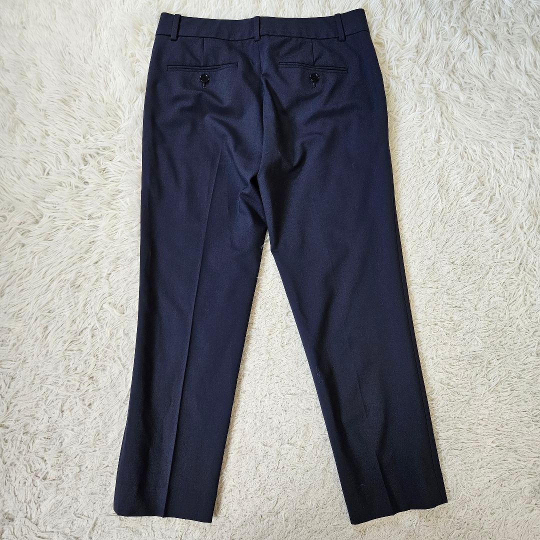 美品 Theory ノーカラージャケット パンツ スーツ 2 M ダークネイビー