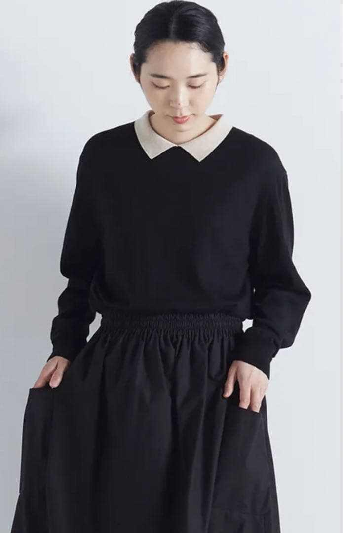 atelier naruse アトリエナルセ コットンウール衿つきニット