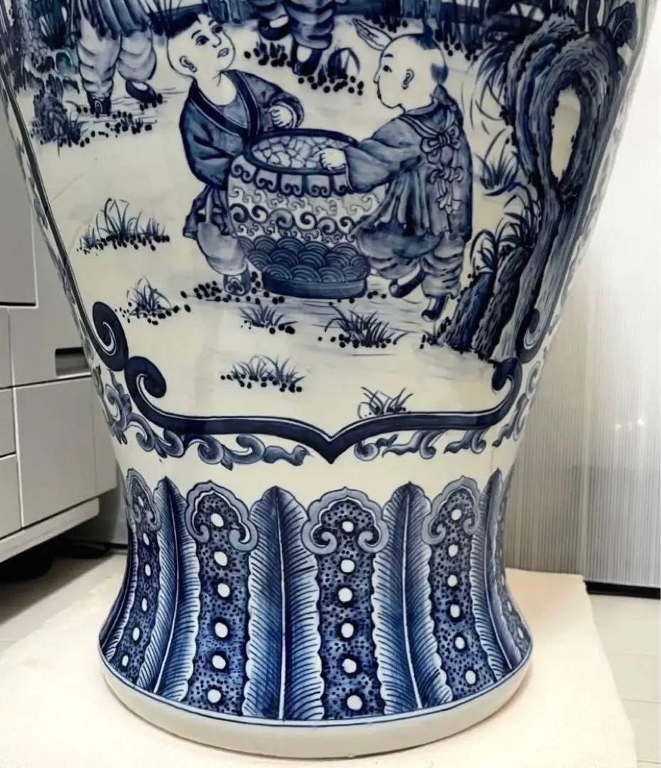 中国 大清康熙年製 青花 大壺　陶芸古美術 瓶。