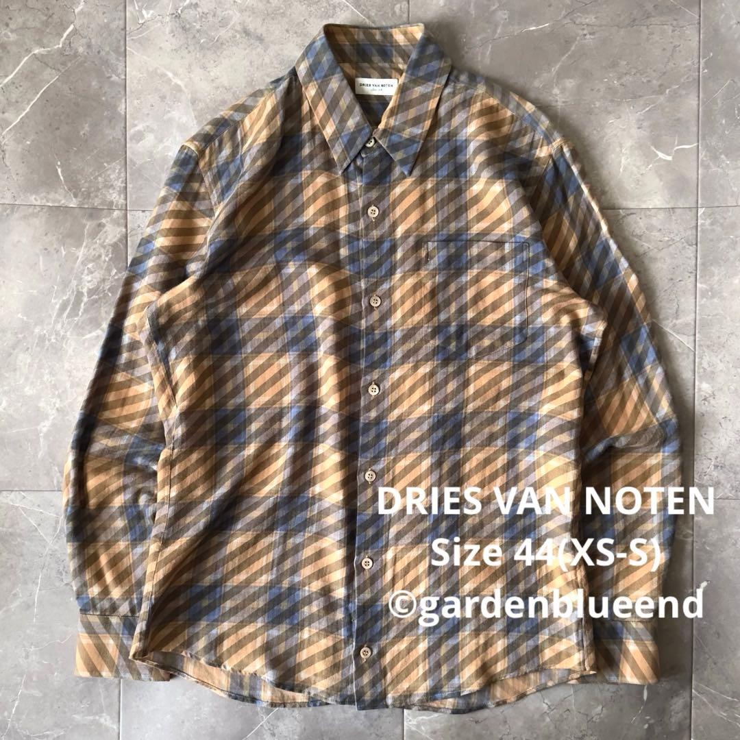 DRIES VAN NOTEN チェックシャツ サイズ44 オレンジ ブルー