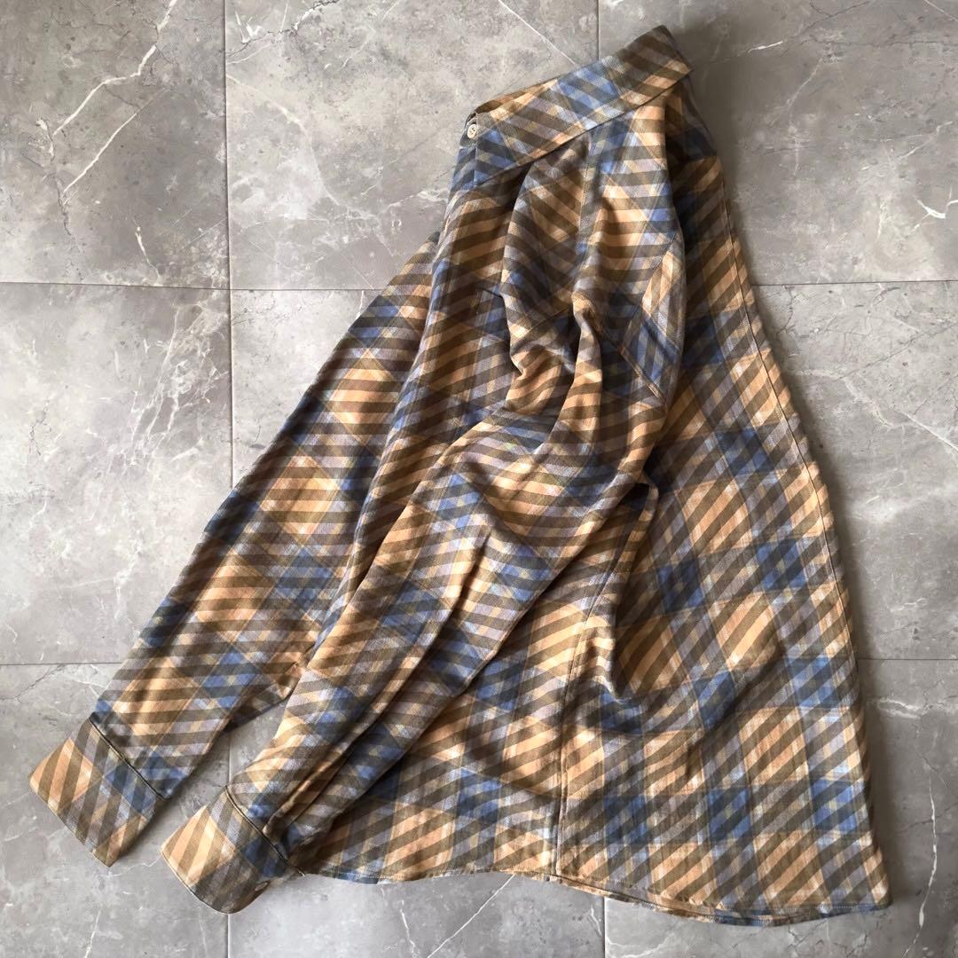 DRIES VAN NOTEN チェックシャツ サイズ44 オレンジ ブルー