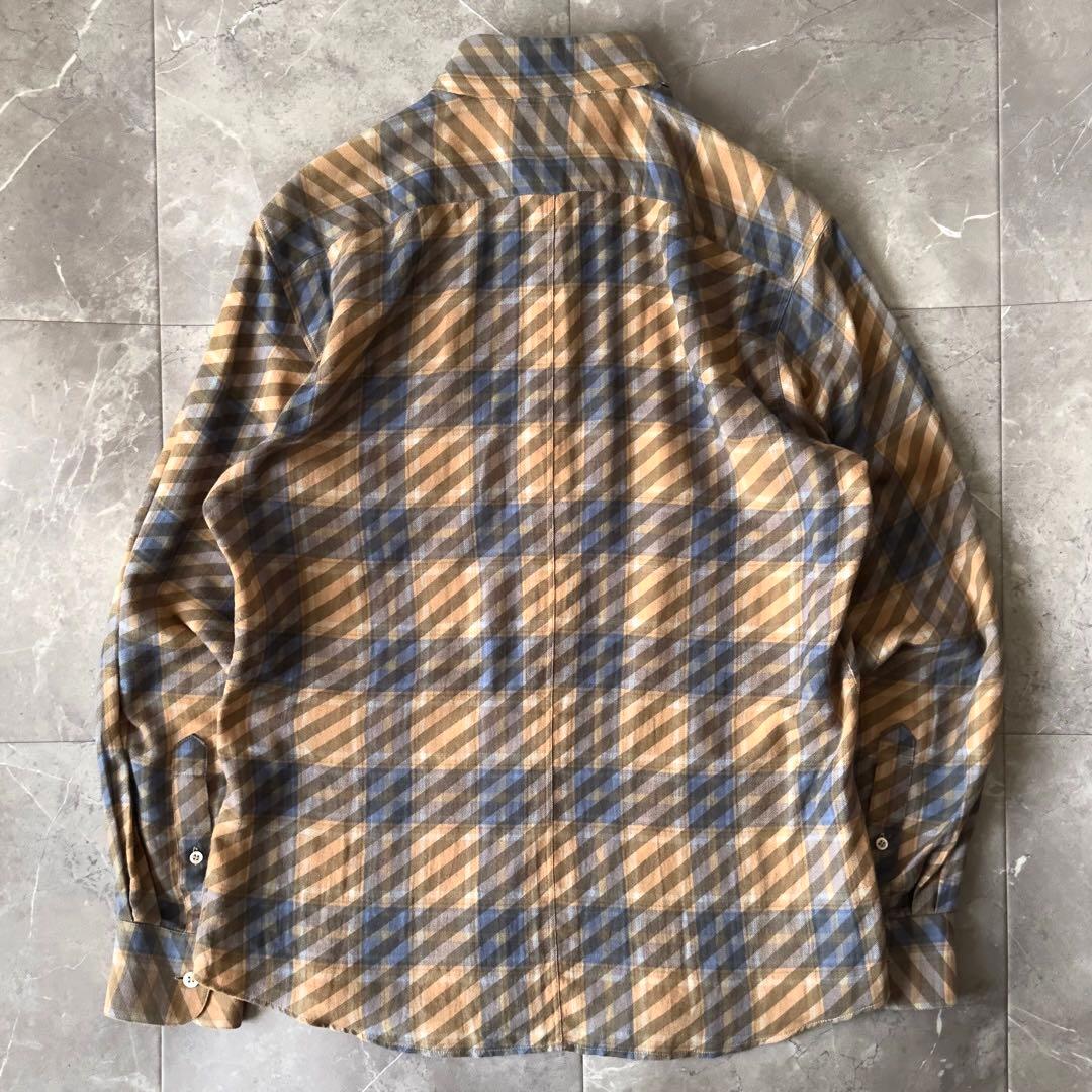 DRIES VAN NOTEN チェックシャツ サイズ44 オレンジ ブルー