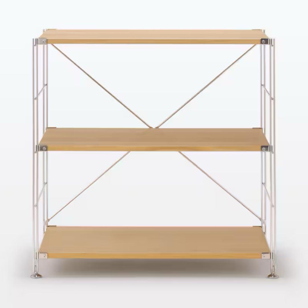 無印良品 MUJI ステンレスユニットシェルフ オーク材棚セット ワイド 小