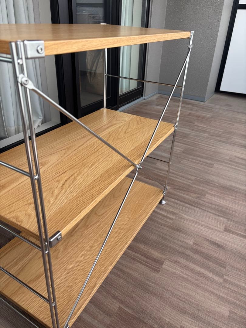 無印良品 MUJI ステンレスユニットシェルフ オーク材棚セット ワイド 小