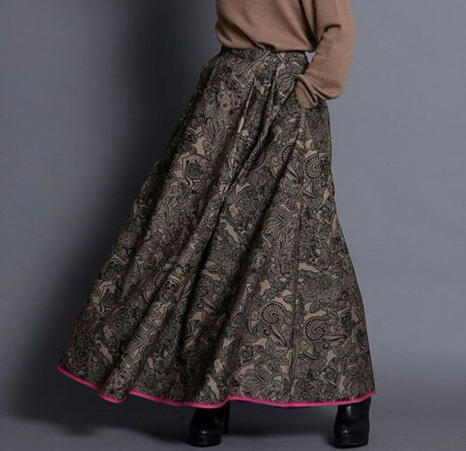 スカート THOMAS MAGPIE zentangle print long skirt