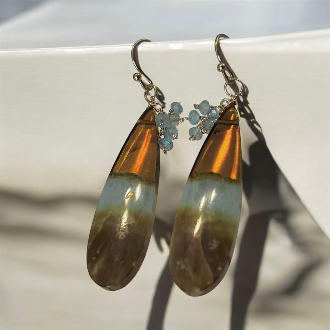 のほほんです14kgfブルーオブシディアンピアス