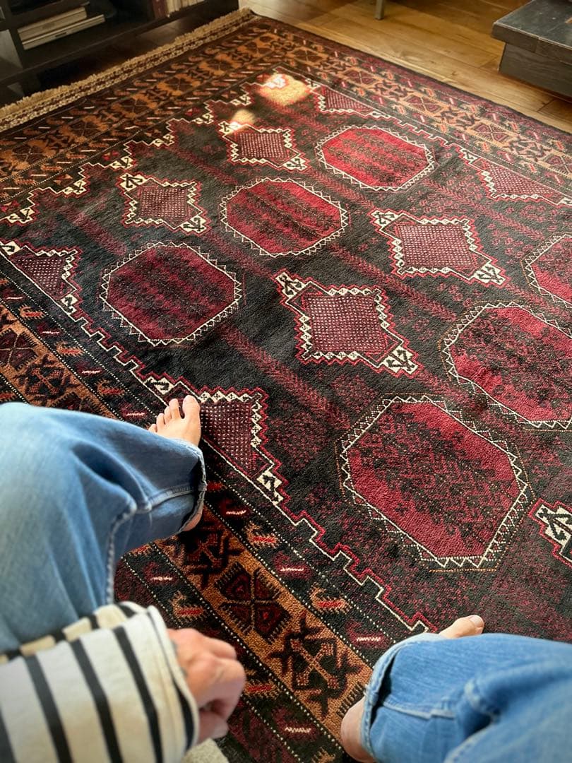トライバルラグ　ヴィンテージラグ　バルーチ族　プリミティブアート　特大サイズ美品