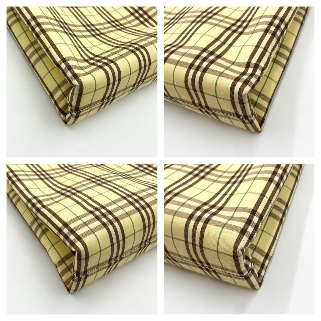 極美品　バーバリー　トートバッグ　ノバチェック　キャンバス　レザー　イエロー