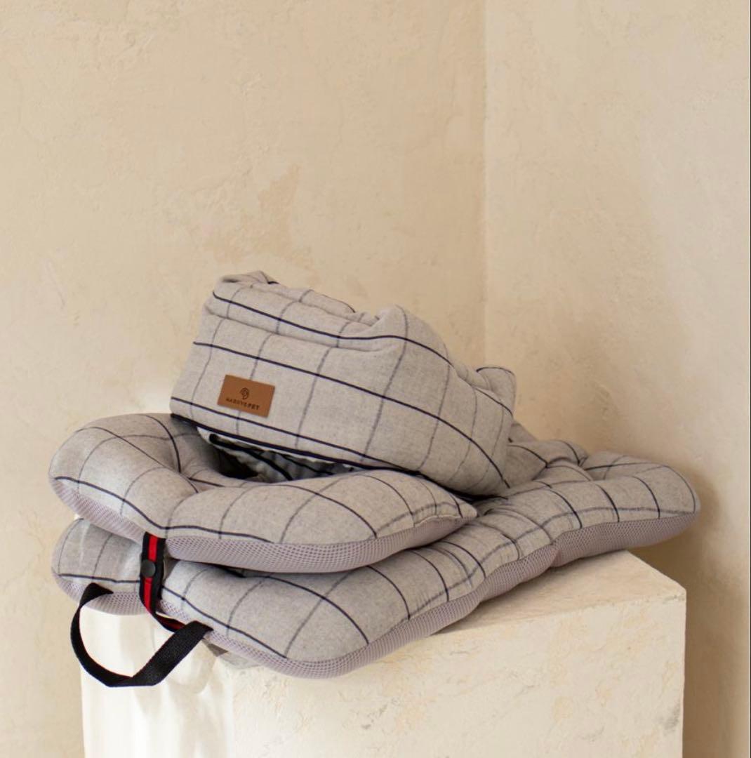 ハリースペット カートクッション3点セット スクエアグレー