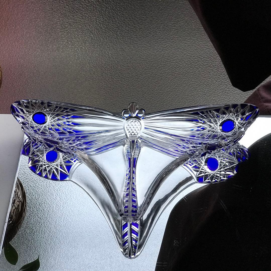 美術館所蔵品オールドバカラ リベリュールLibelluleトンボ蜻蛉 装飾皿名作