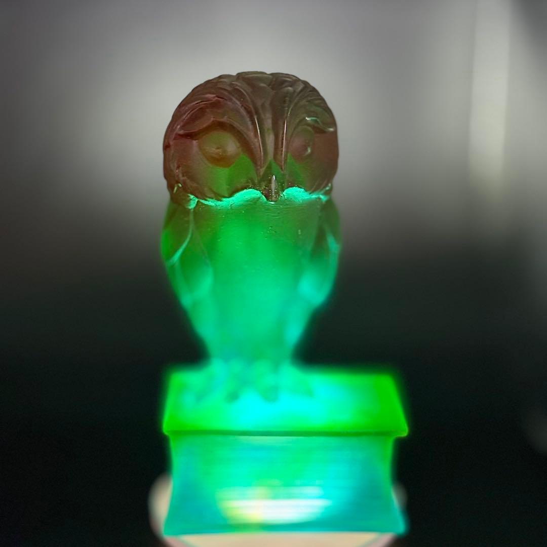 フクロウ 置物 クリスタルガラス ドームフランス オブジェ パートドヴェール