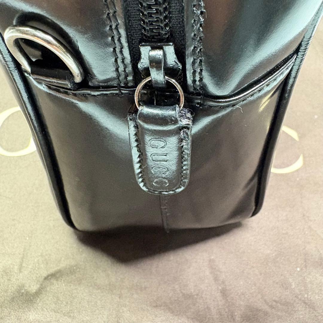 美品　グッチ GUCCI エナメル GG ハンドバッグ ヴィンテージ　ブラック