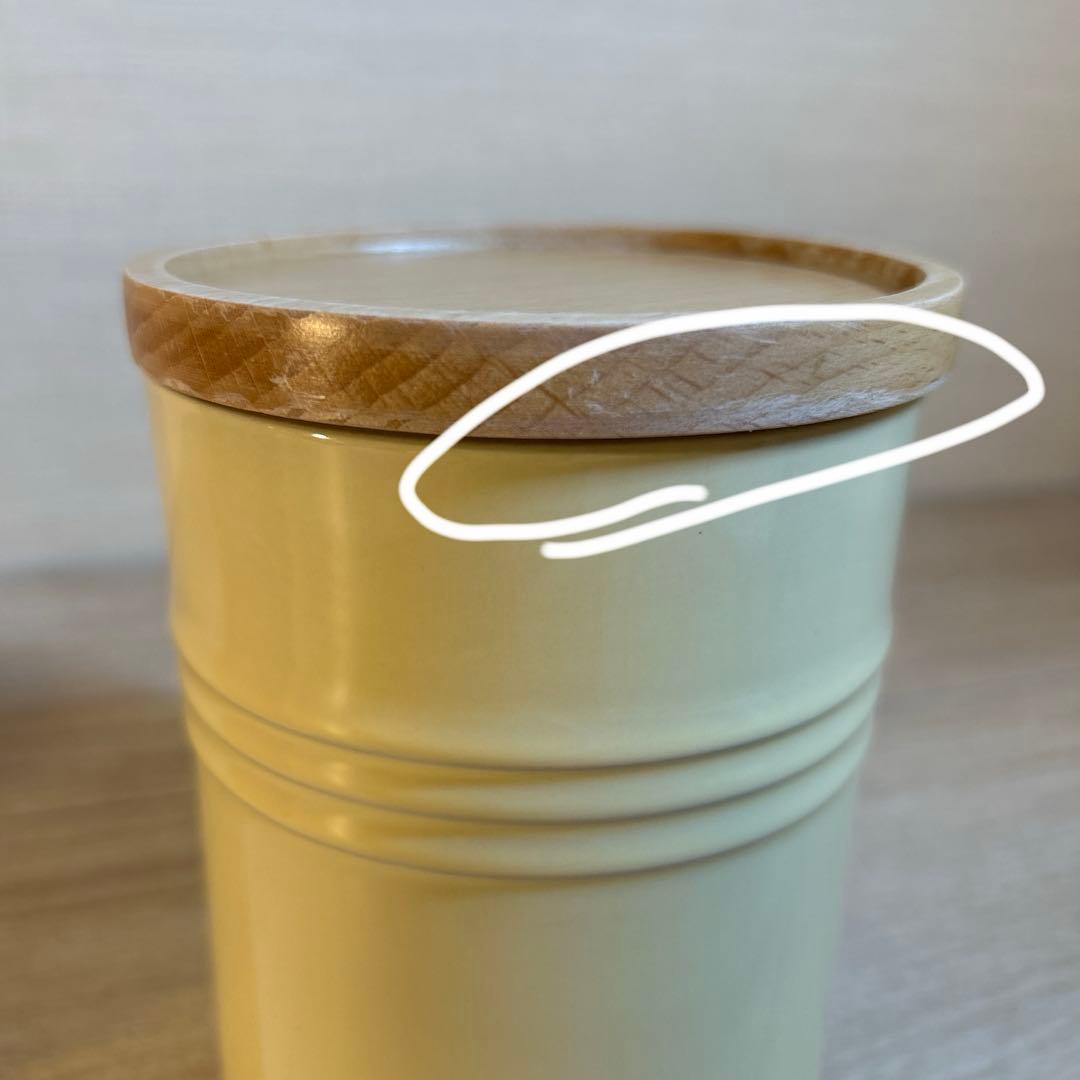 ルクルーゼ　キャニスター　シリンダージャー　木製蓋付き　3個セット