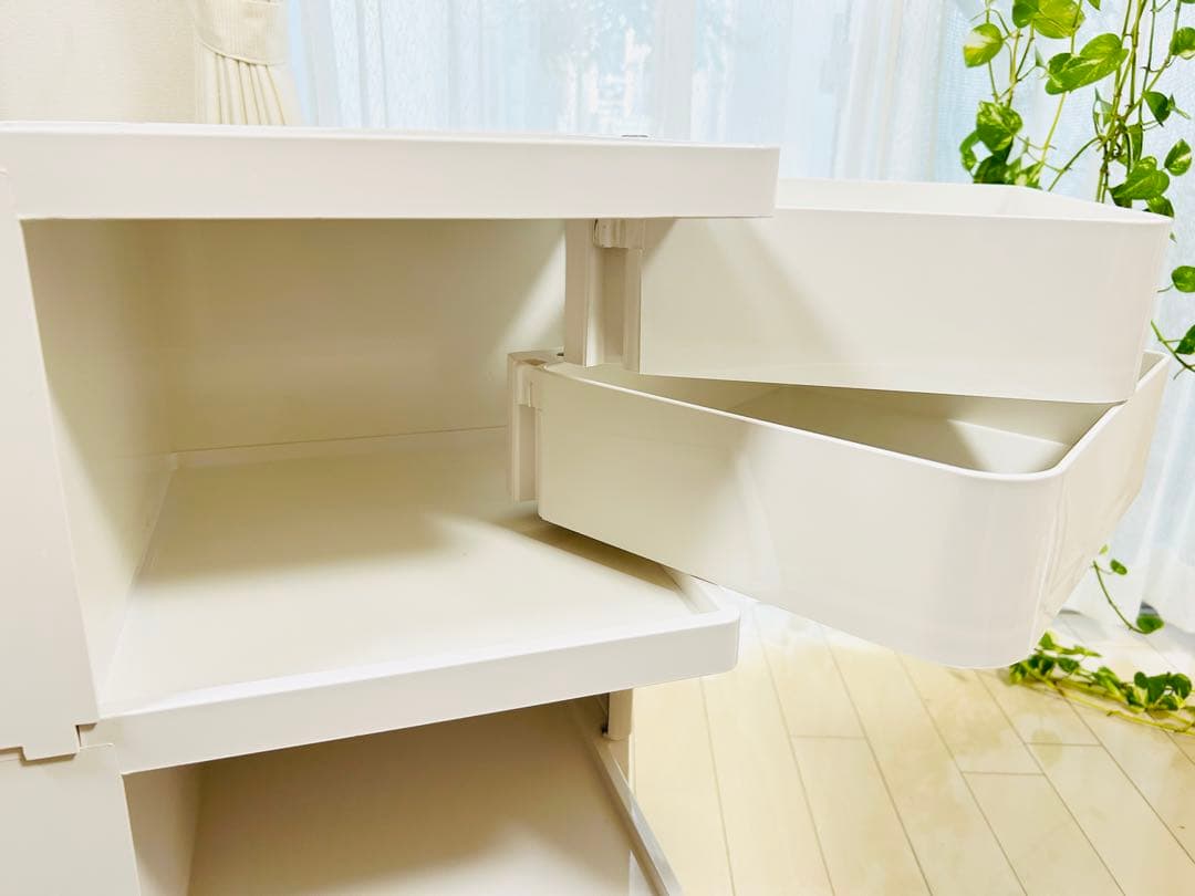 GWセール!!極美品 ビーライン ボビーワゴン3段2トレイ ホワイト収納ワゴン