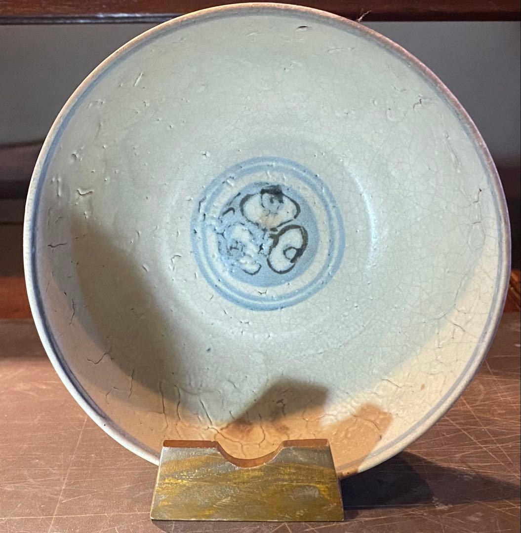 中国汕頭・スワトウ染付絵皿　鑑賞台付 沈船品・ヴィンテージ　レア ・台湾茶器