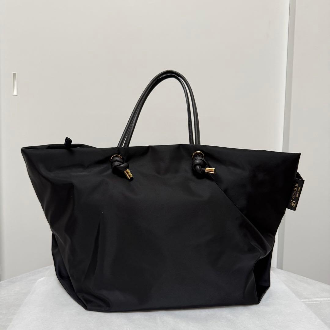 美品 VIOLAd’ORO BIANCA ナイロン トートバッグ L ブラック