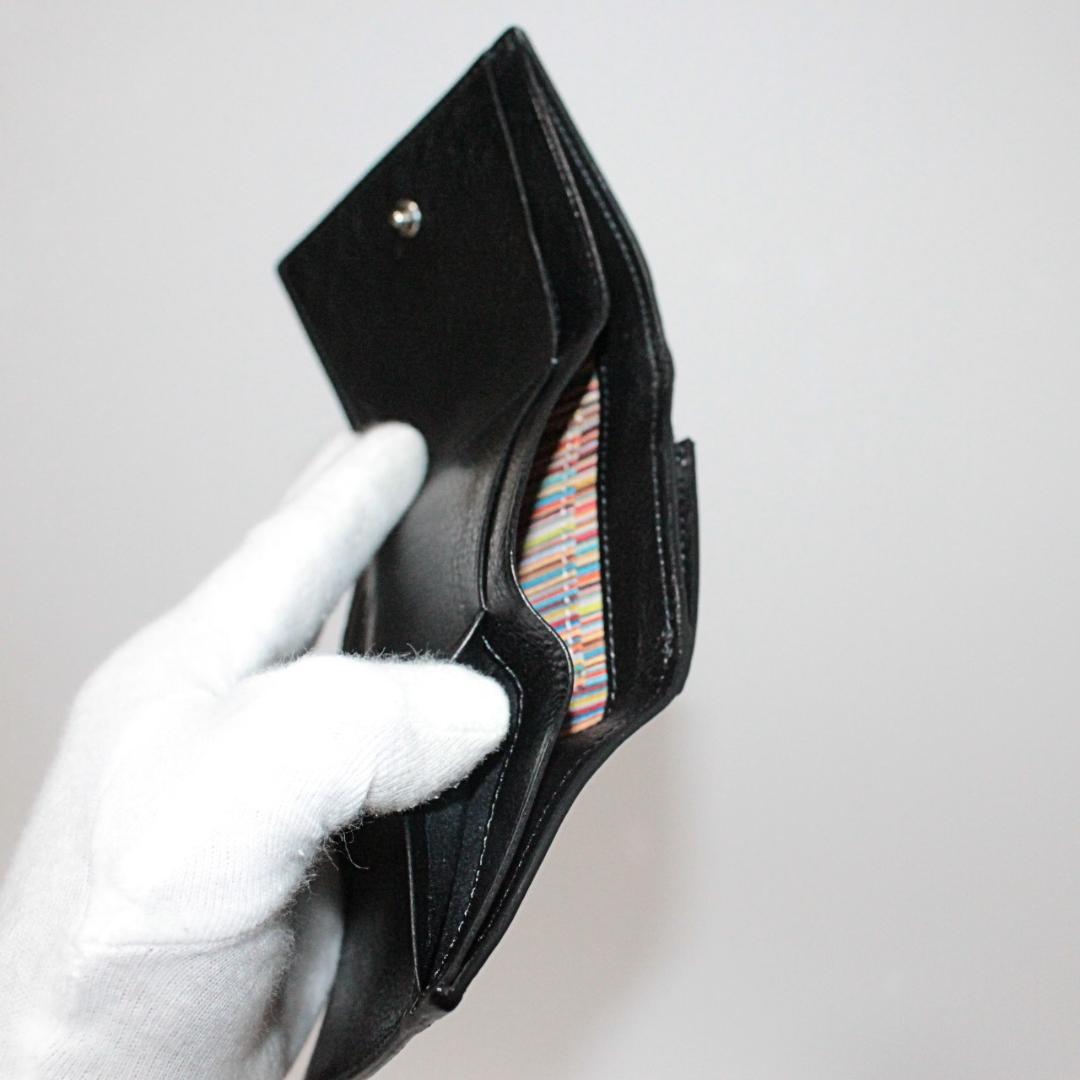 新品 ポールスミス ストライプライニング フラッグドゥードゥル レザー三つ折財布