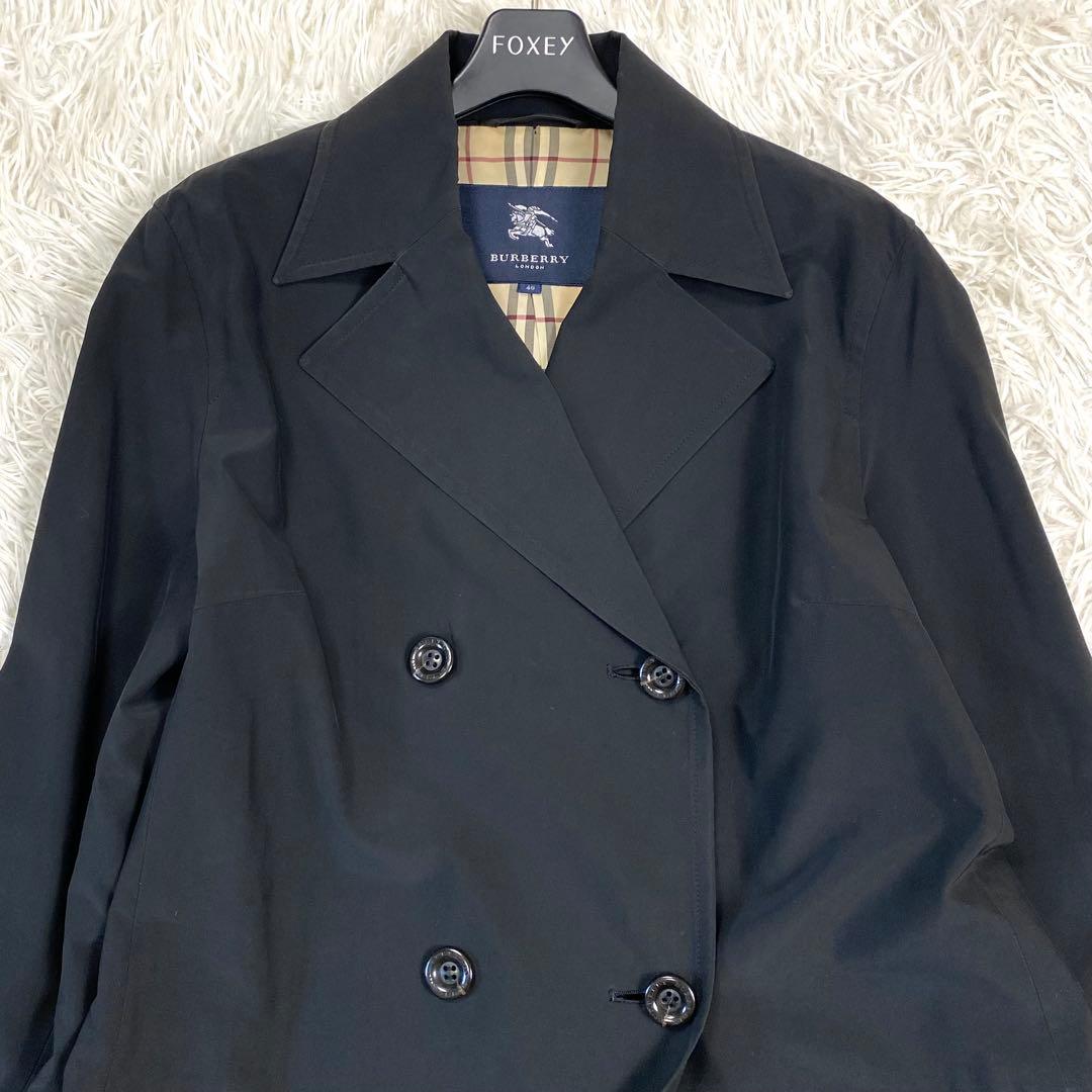 バーバリーロンドン✨トレンチコート チェスター イタリア製生地 ノバチェック 黒