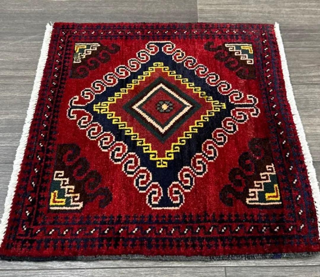 53x51cm トライバルラグ手織り絨毯ヴィンテージ ラグ❣️sale❣️