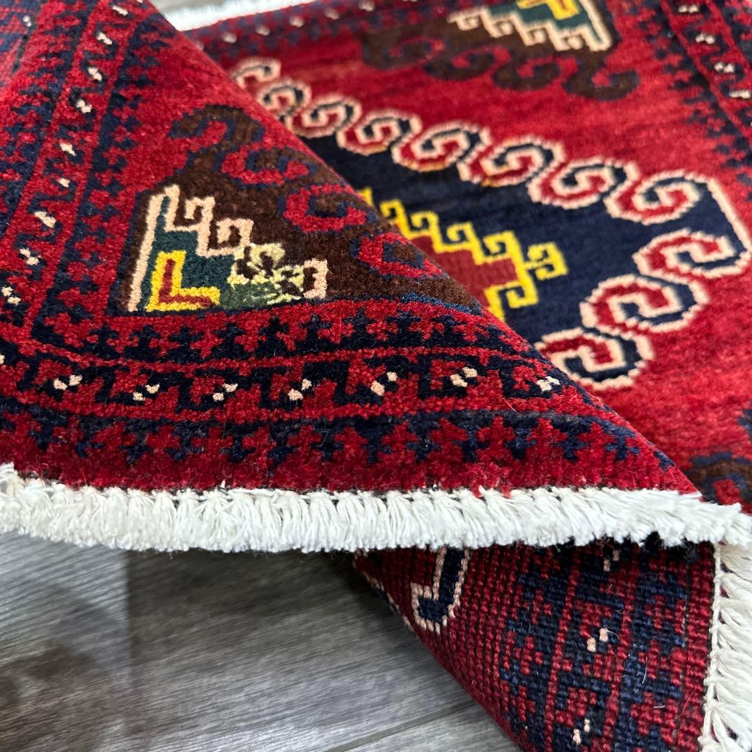 53x51cm トライバルラグ手織り絨毯ヴィンテージ ラグ❣️sale❣️