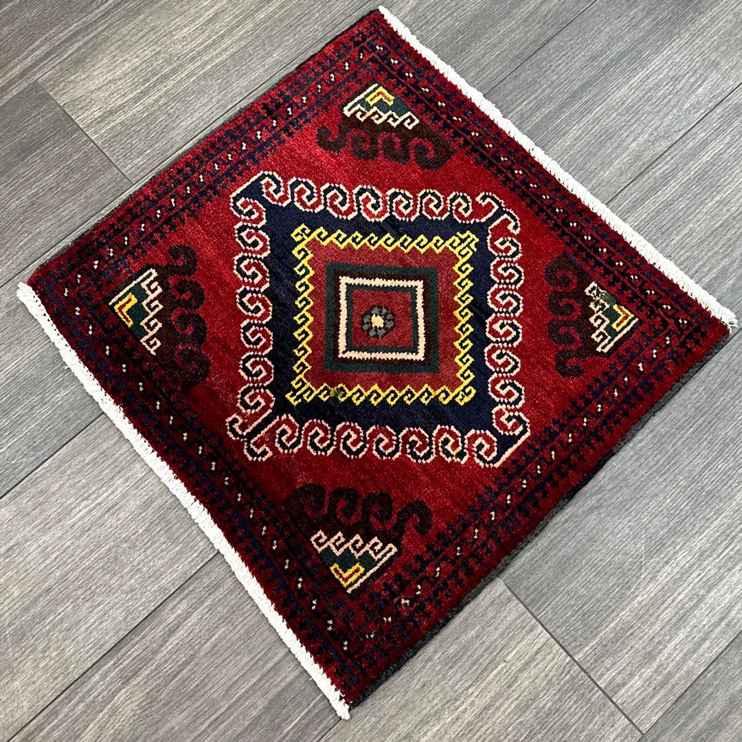 53x51cm トライバルラグ手織り絨毯ヴィンテージ ラグ❣️sale❣️