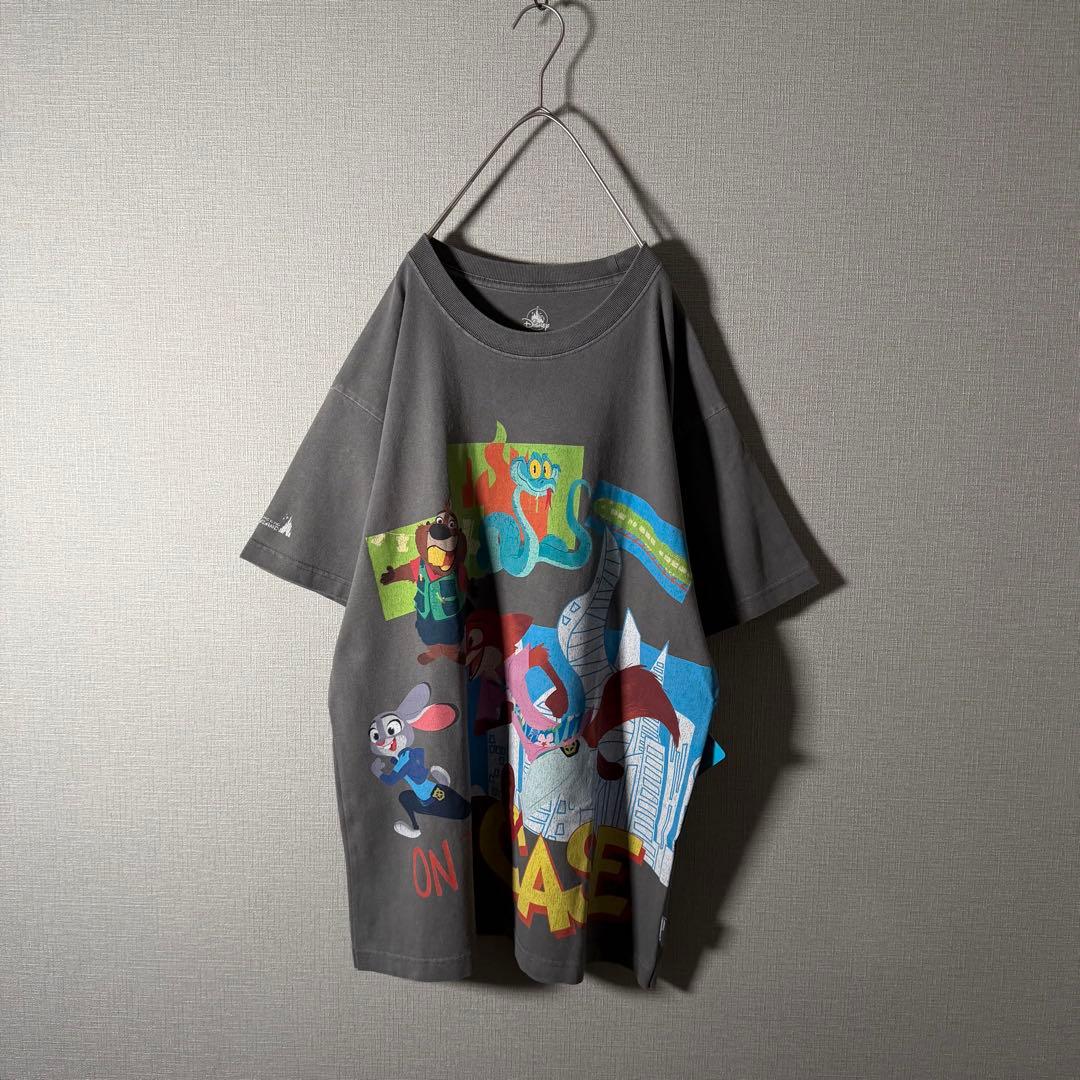 香港ディズニー限定★ズートピア2 ビッグロゴTシャツ Disney グレー XL