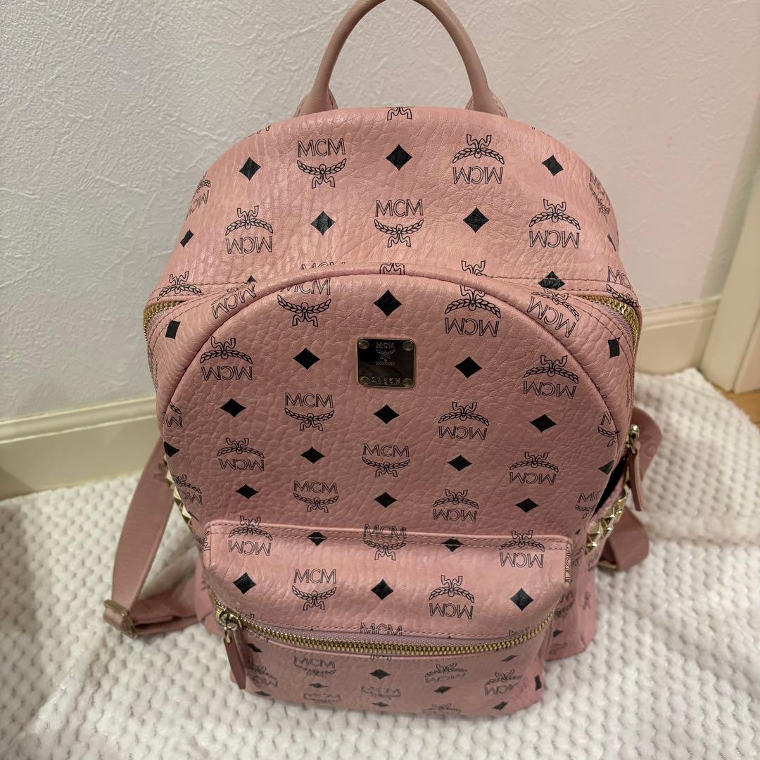 MCM ピンク リュック バッグ スタッズ付き 正規品