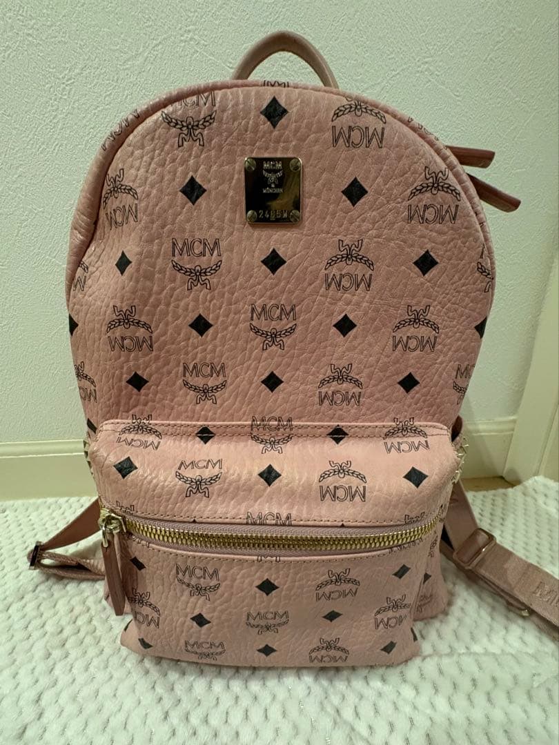 MCM ピンク リュック バッグ スタッズ付き 正規品