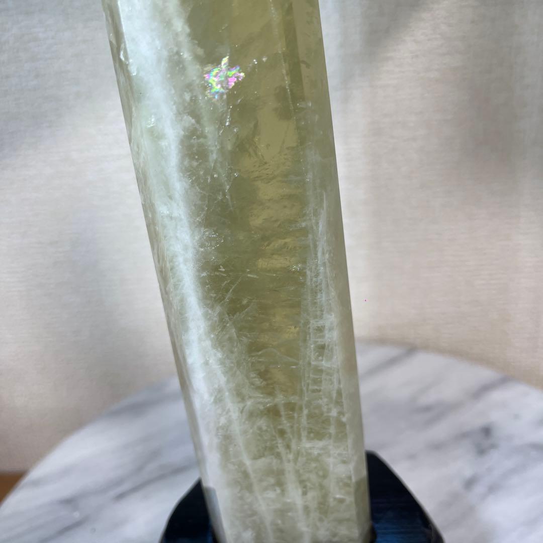 【天然石】大サイズ　シトリン　タワー　ポイント　六角柱　台座付き