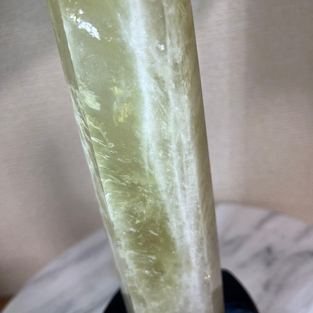 【天然石】大サイズ　シトリン　タワー　ポイント　六角柱　台座付き