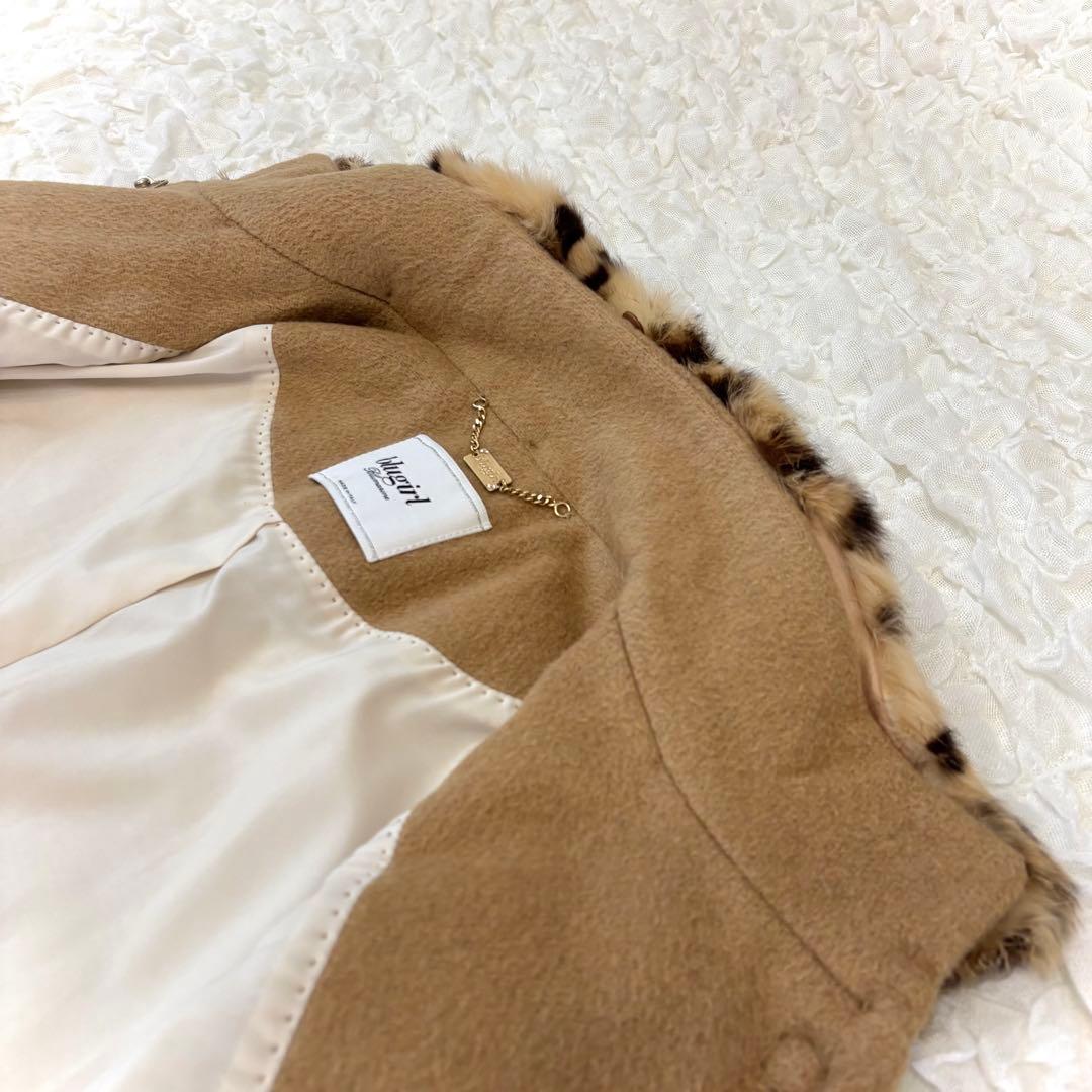 ブルーガール レオパード コート ラビット ファー blugirl ミドル丈 S