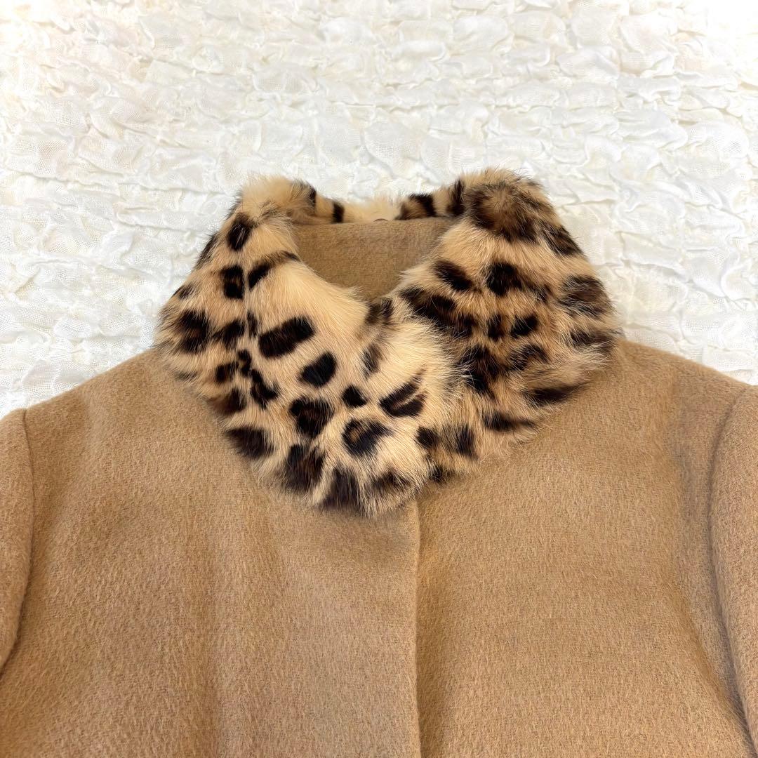 ブルーガール レオパード コート ラビット ファー blugirl ミドル丈 S