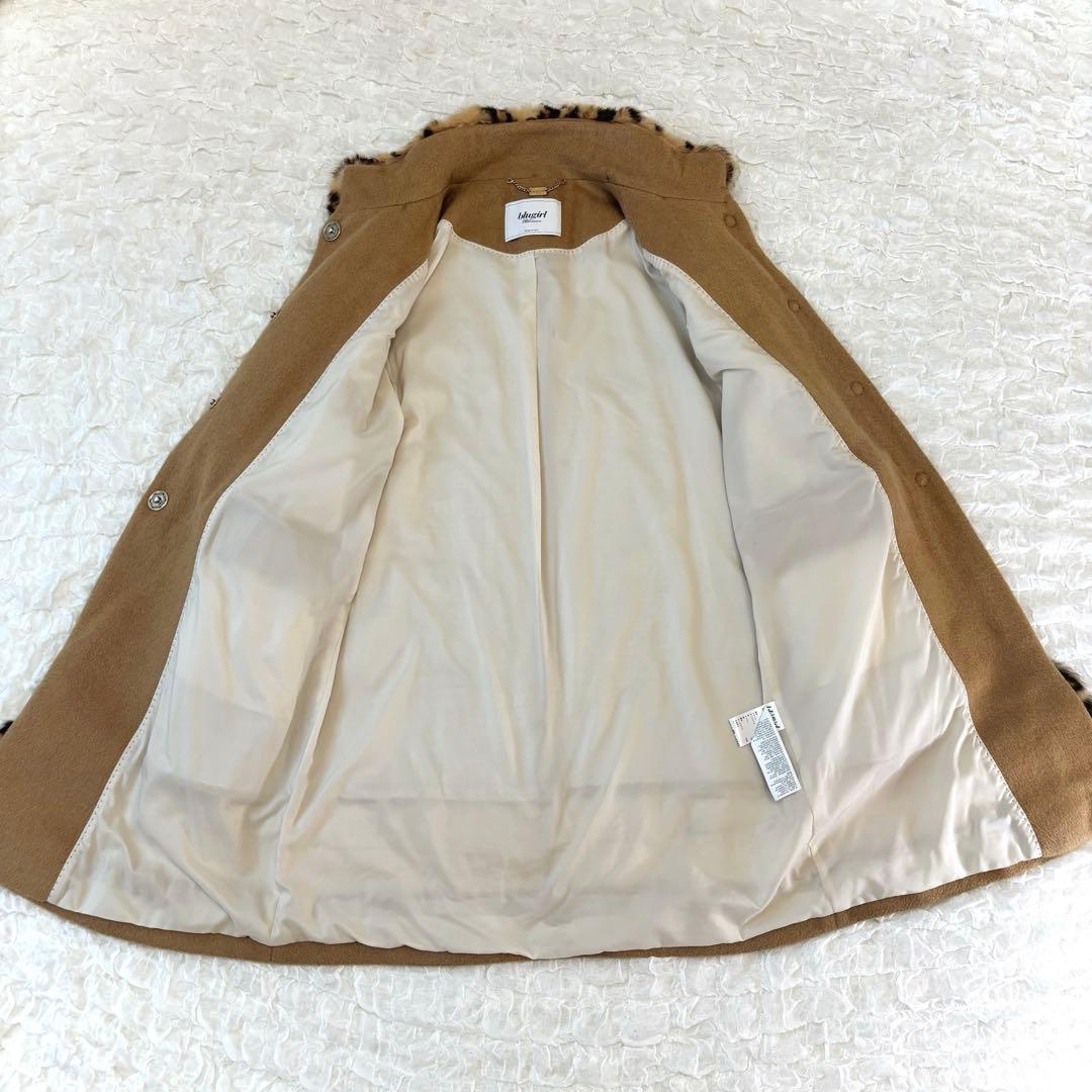 ブルーガール レオパード コート ラビット ファー blugirl ミドル丈 S