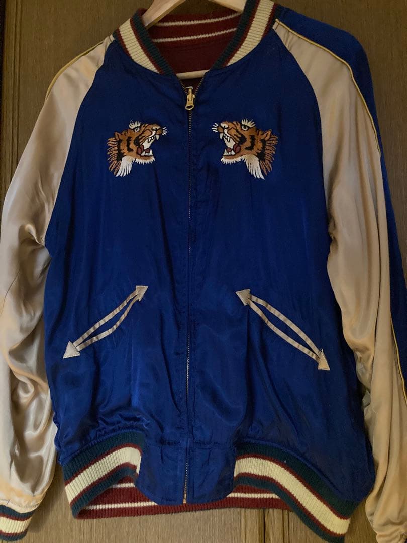 HOUSTON スカジャン 刺繍 日本地図 JAPAN 虎 竜 リバーシブル