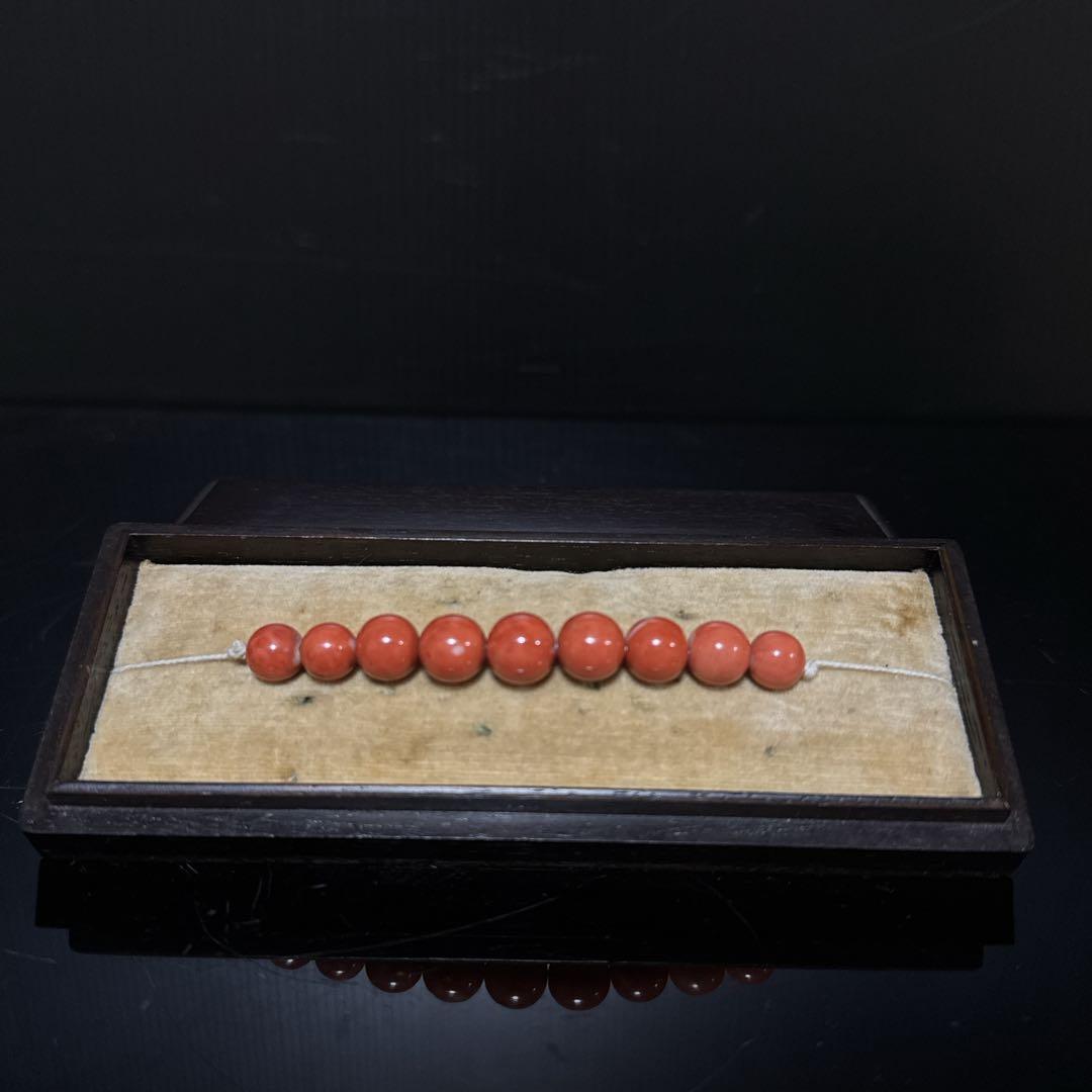 時代 本珊瑚 玉 緒締玉 髪飾 唐木箱付