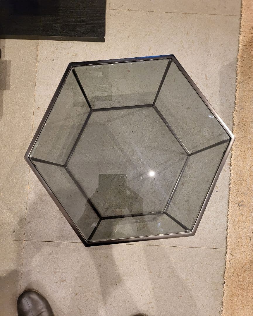 中古品 カッシーナイクスシー ヘキサゴン トリス サイドテーブル ガラス