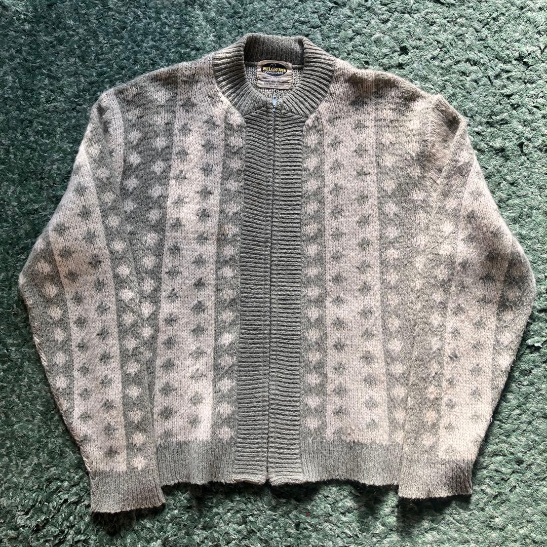 ペ*ー様 60s モヘアカーディガンzip アーガイル