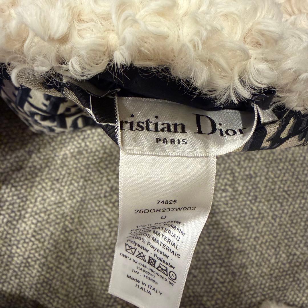 ディオール オブリーク × ボア マフラー ネイビー系 / クリーム