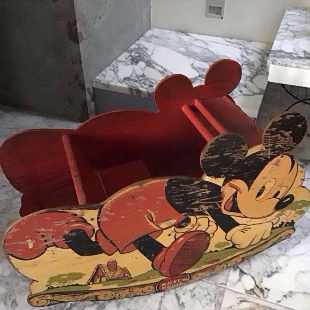 ミッキーマウス W.D.P. ビンテージ 子供用木製ロッキング 特大サイズ