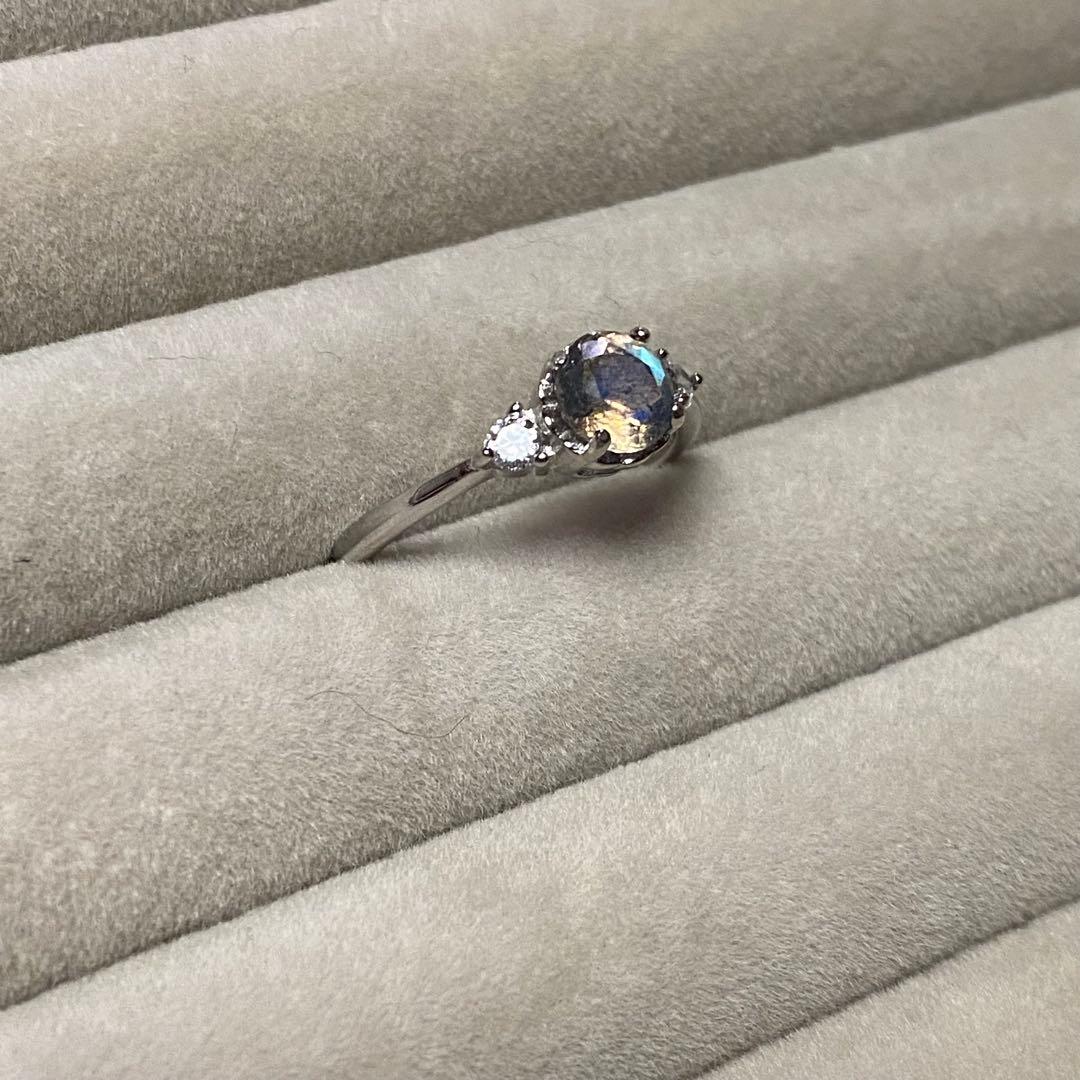 シラー 透明度 抜群 ラブラドライト リング フリーサイズ