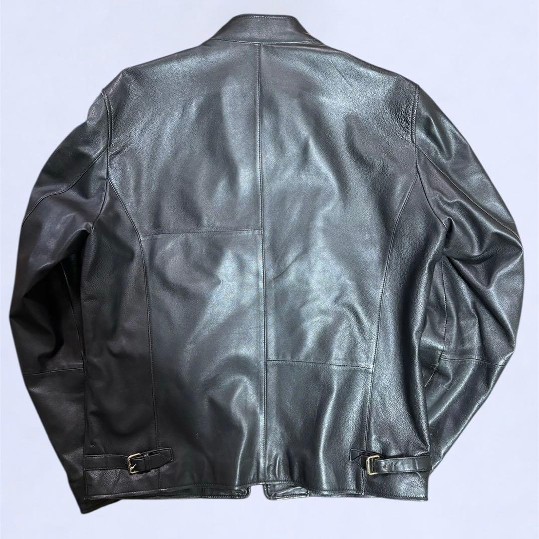 PS Paul Smith ブラックレザーシングルライダースジャケット
