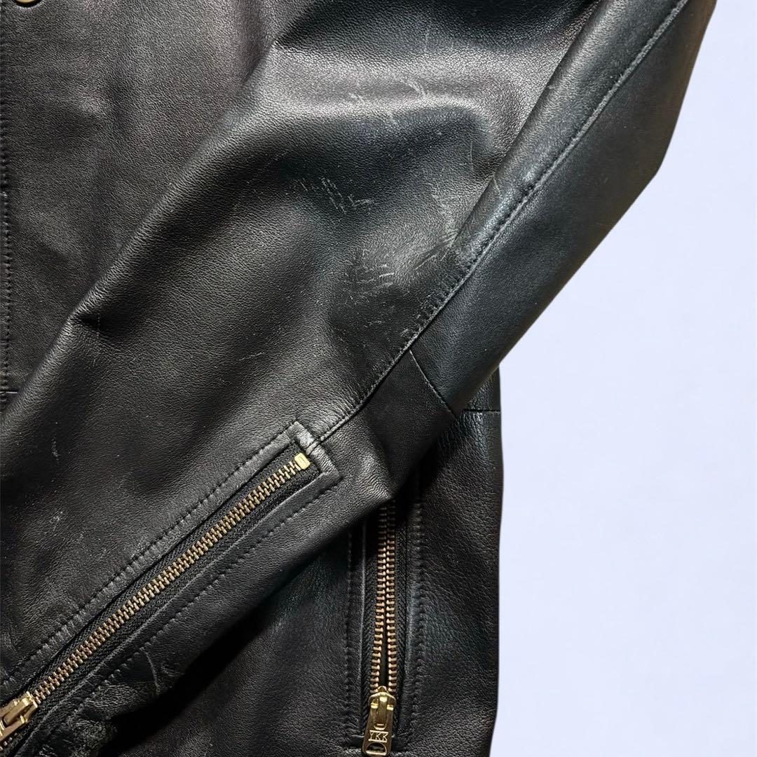 PS Paul Smith ブラックレザーシングルライダースジャケット