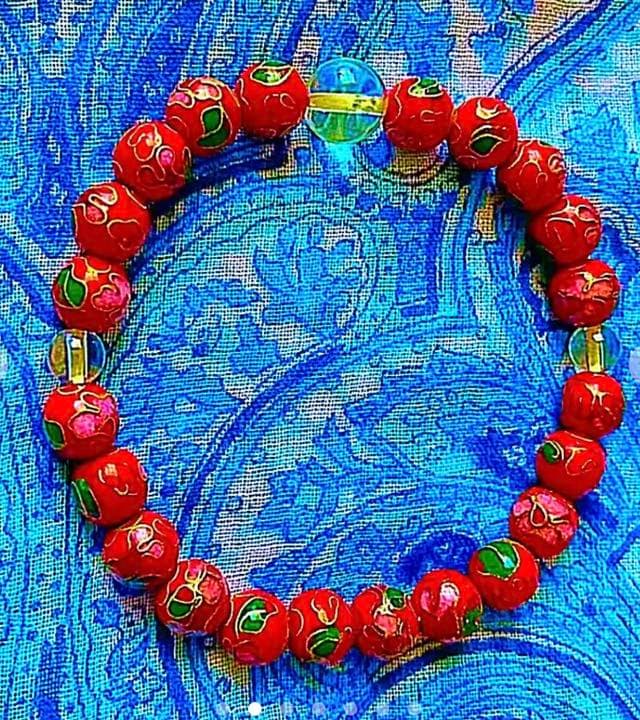 金運爆上げ　もう手に入りません！七宝焼＋水晶　お念珠(赤) 奈良不退寺