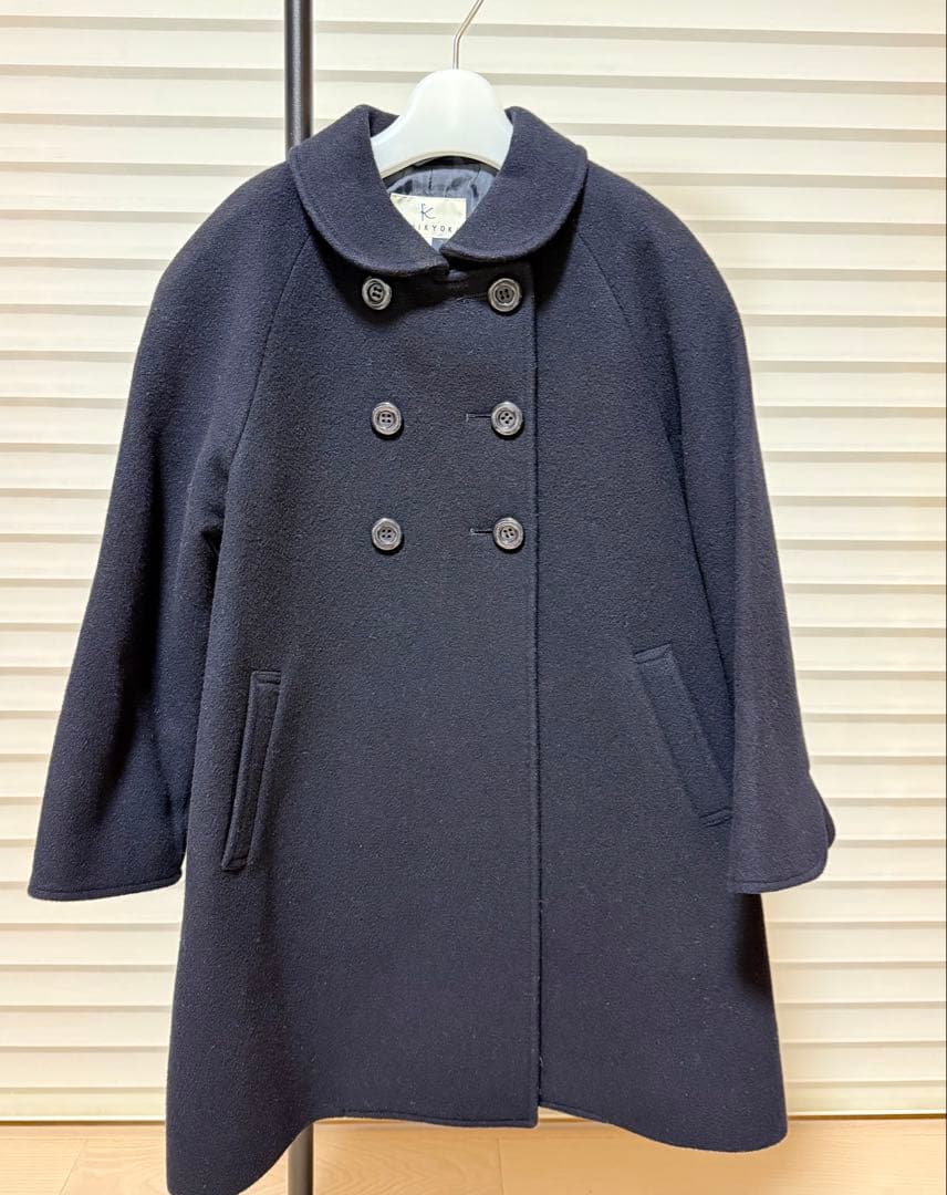 組曲クミキョクフォーマルPコート120cm子供女の子ネイビー濃紺